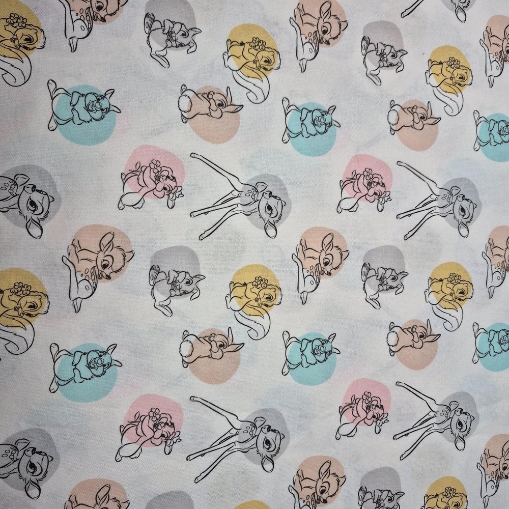 Bambi Thumper Flower Dots Disney Springs Creative Cotton Fabric 1 3/4" Yards